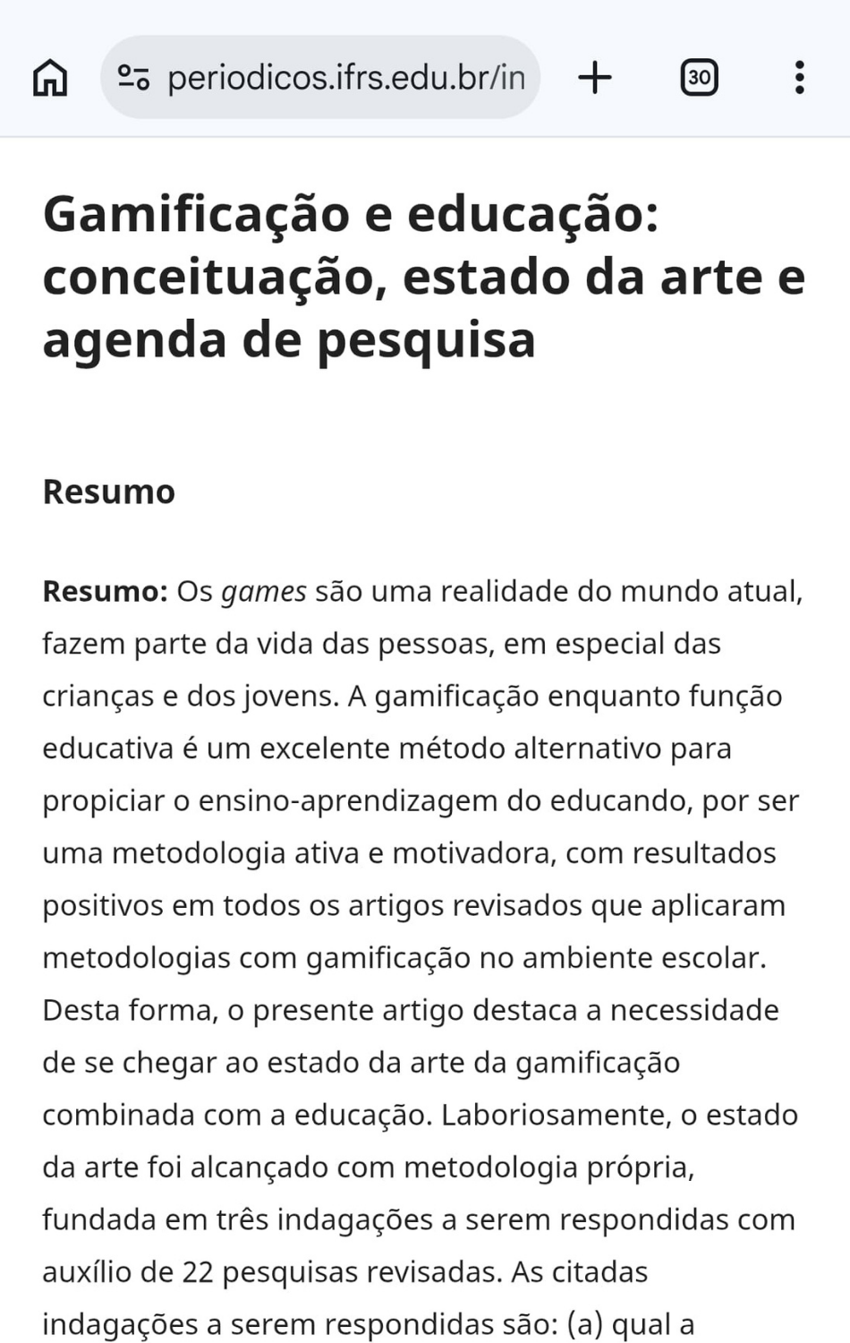 Matéria sobre educação