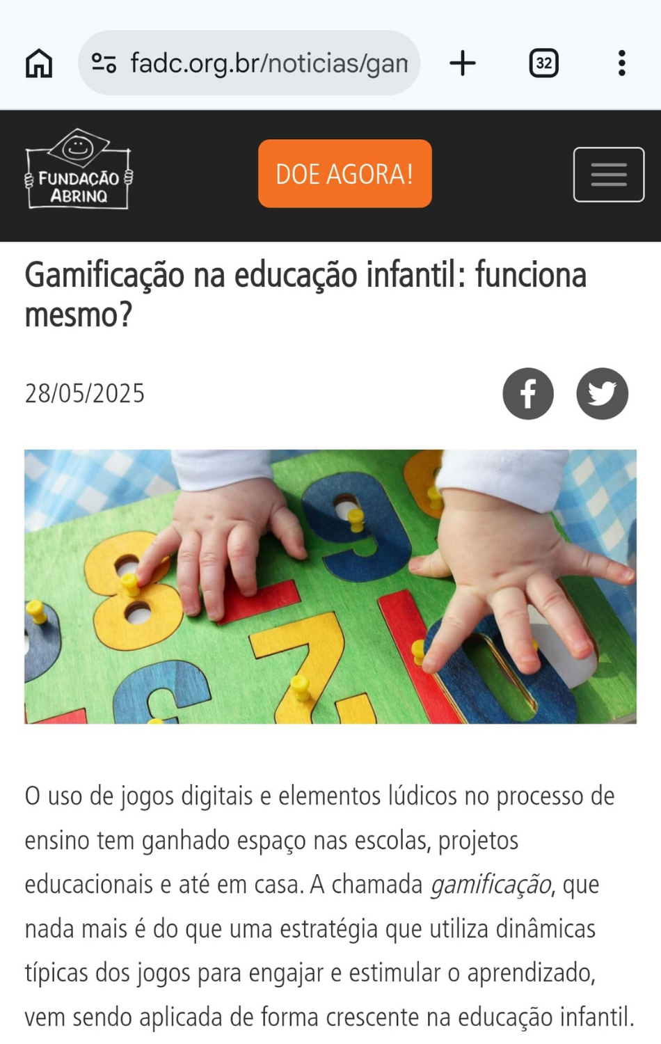Matéria sobre aprendizado lúdico