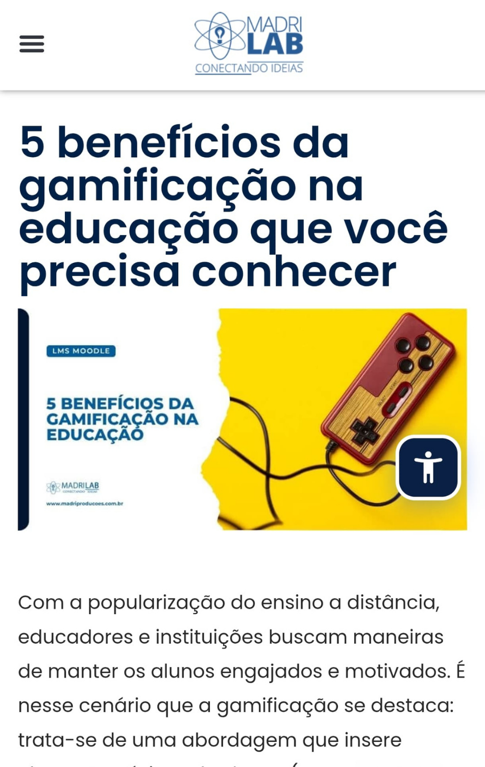 Matéria sobre jogos na escola
