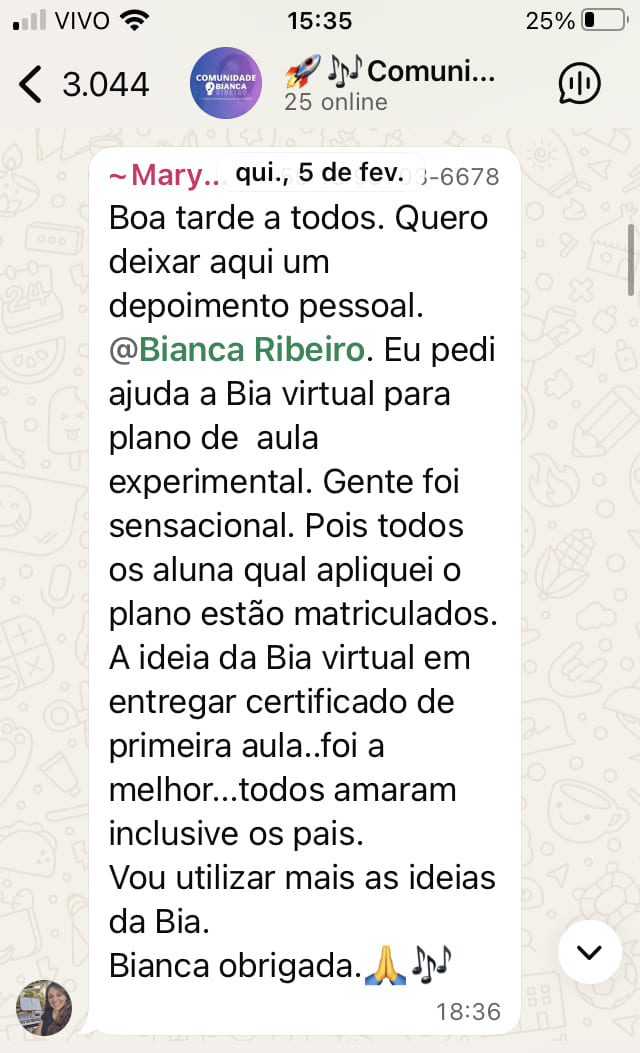 Depoimento de professor